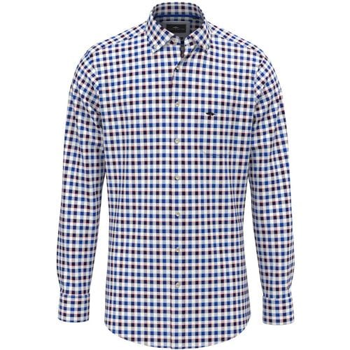 Fynch-Hatton Overhemd Classic Combi Check Strong Blue / male