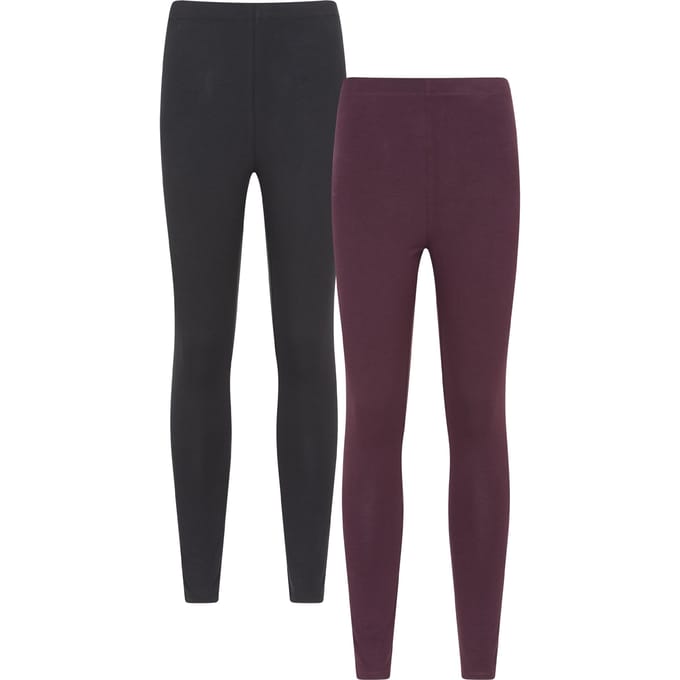 Mountain Warehouse Dames Katoenmix Middelgewicht Leggings (Verpakking van 2) (Bessen)