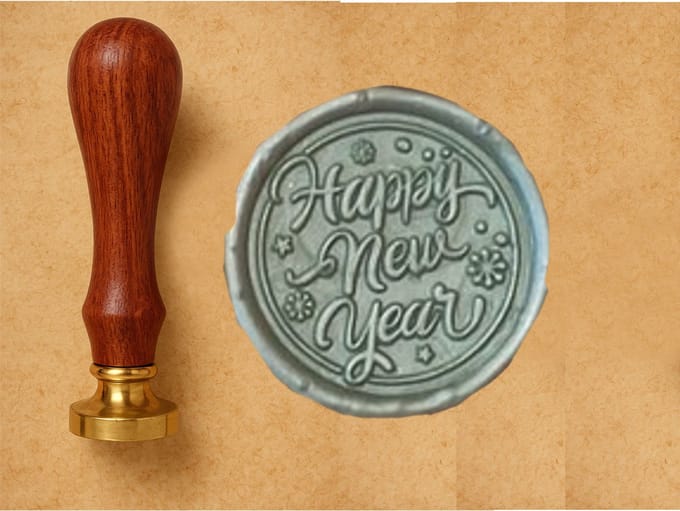 Lakstempel Ø25mm | Happy New Year | donkerbruin handvat
