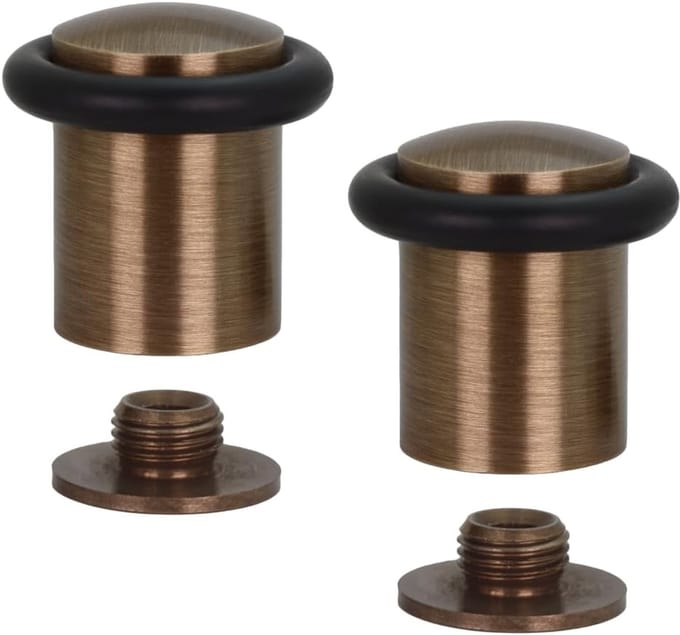 Deurstoppers Vloer - Deurstopper Set - Muren Beschermen - Massief Messing - 24x35 mm - Messing Zwart