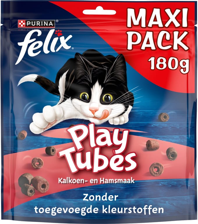 Felix Play Tubes Kalkoen&Ham - Kattensnack - 180 g