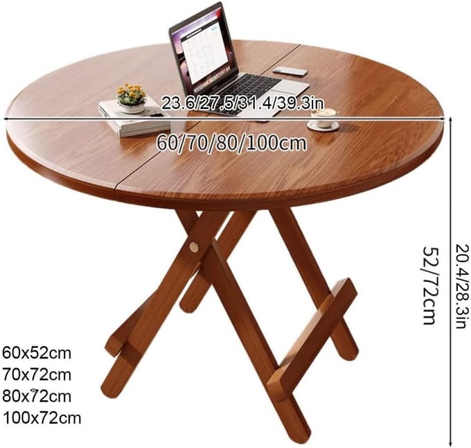 Eettafel Rond - Klaptafel Uitschuifbaar - Ruimtebesparend Wonen - Compact Ontwerp - Geel