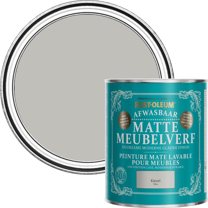 Rust-Oleum Lichtgrijs Afwasbaar Matte Meubelverf - Kiezel 750ml