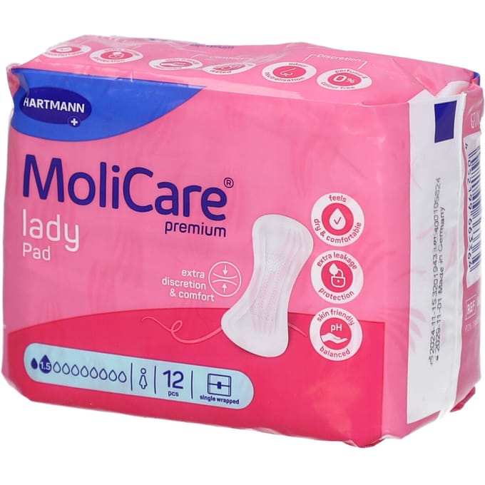 Hartmann molicare premium lady pads 1.5 druppels - 1 pak van 12 stks