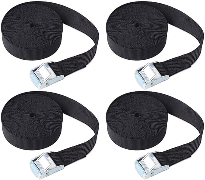 Spanbanden Set - Lashing Straps - Vracht Beveiligen - Zinklegering Gesp - 1m x 25mm - Zwart