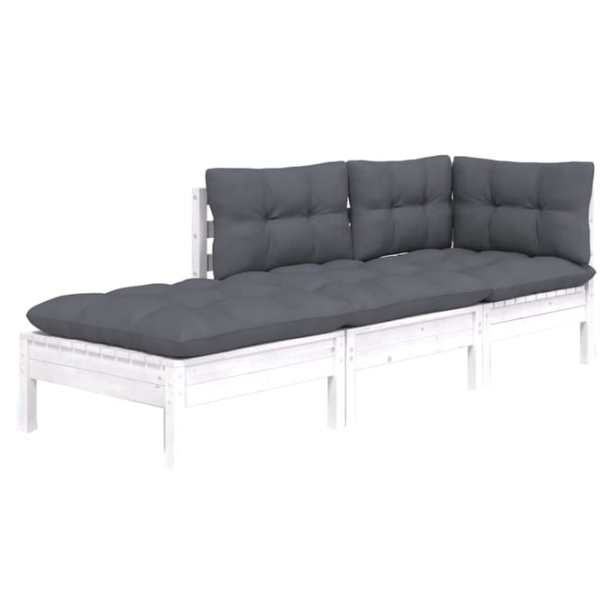 vidaXL - 3-delige - Loungeset - met - kussens - massief - grenenhout