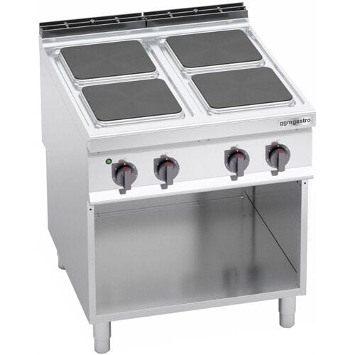 GGM Gastro Elektroherd - 14 kW - 4 Platten Eckig Zilver