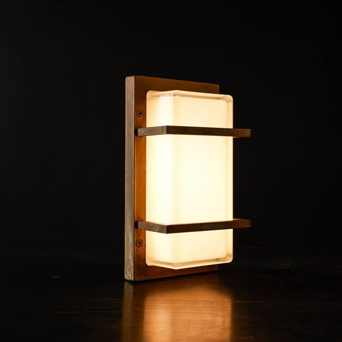 Moretti Luce Buitenwandlamp Ice Cubic 3415, messing antiek