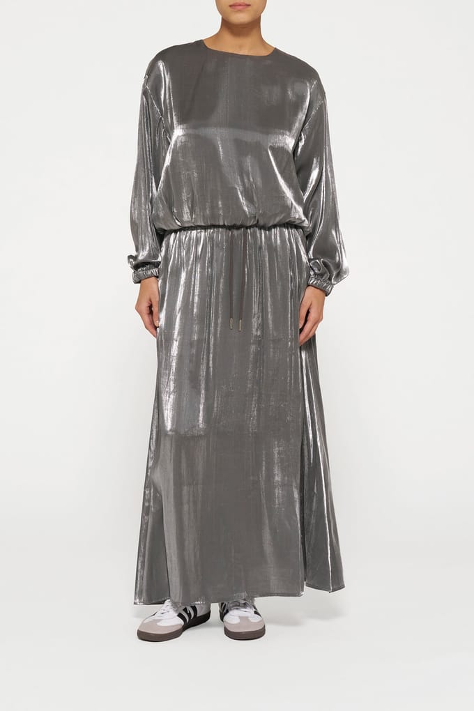 10DAYS Shiny Balloon Blouse Silver Größe: S | Longsleeves Outlet | Damen | Grau