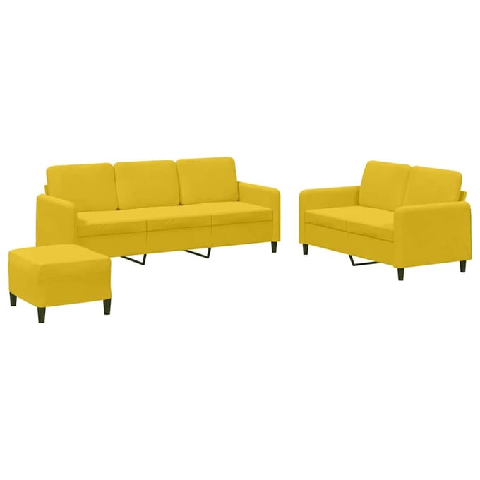 vidaXL - 3-delige - Loungeset - fluweel - geel