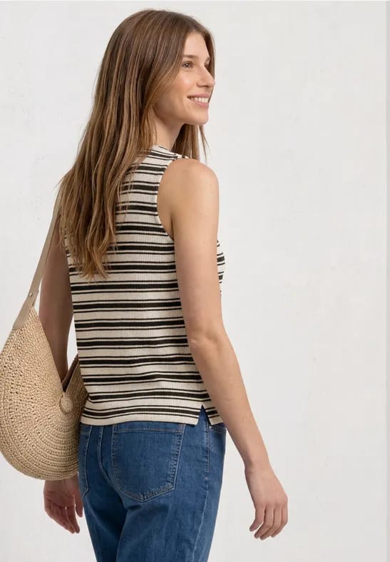 Top met ronde hals in gebreide look