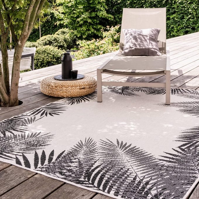 Rond Buitenkleed Leaf - Zwart - dubbelzijdig - EVA Interior - Rond 200 Ø - (L)