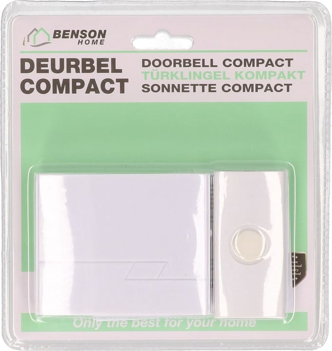 Benson Deurbel - draadloos - 16 melodieën - 30 meter bereik - wit - compact