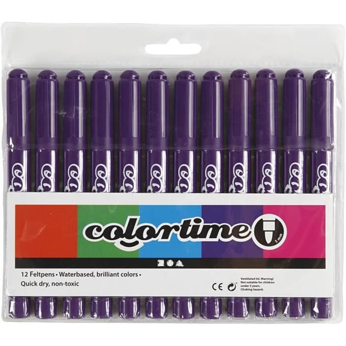 Colortime stift, 5 mm lijn, paars, 12 stuks