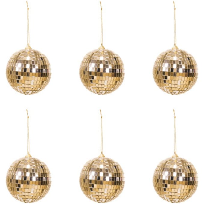 Housevitamin Kerstversiering - Kersthanger - Discobal - Foam - Set van 6 - Goud - 6x6x6cm