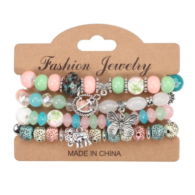 Fako Bijoux® - Armband Set - Boho - Bohemian - Bedels - Pastel