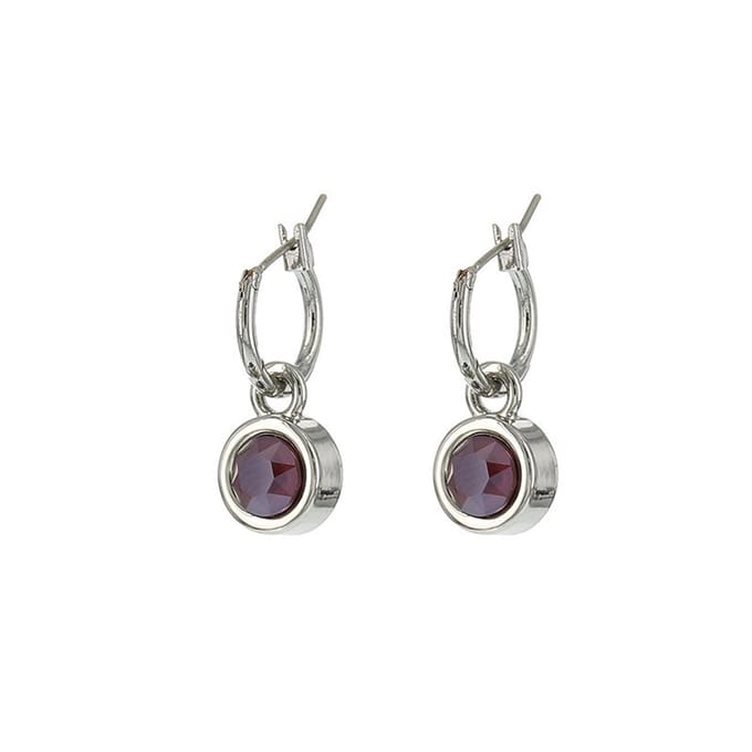Biba Oorhangers zilver met steen Dark Red