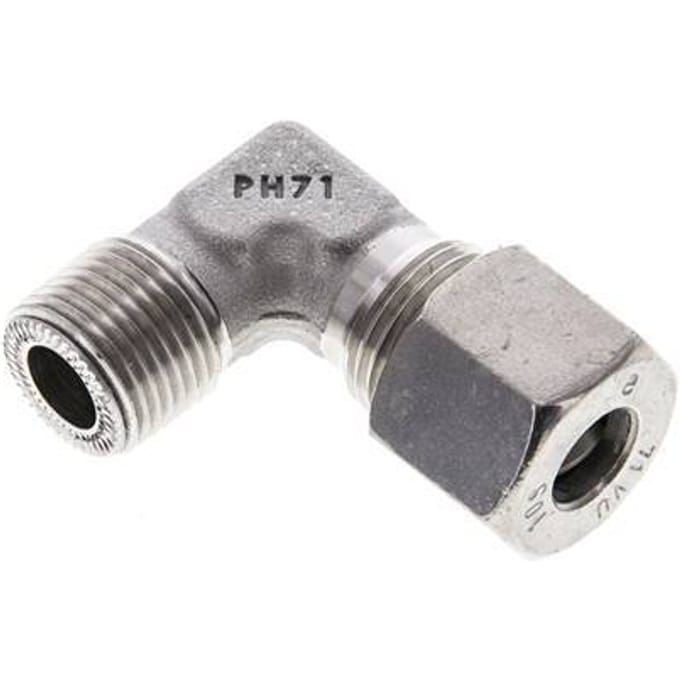 3/8'' NPT Buitendraad x 10S RVS Elbow 90deg Snijring 630 Bar DIN 2353 - FL2E-MC-ST-038N-10-S