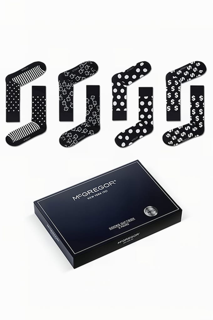 McGregor Sokken Heren | Maat 41-46 | Black&White Giftbox | Zwart Cadeau mannen/Sokken Giftbox