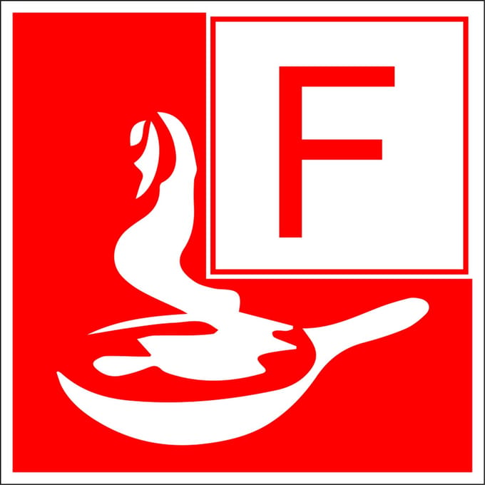 Brandklasse F sticker 100 x 100 mm