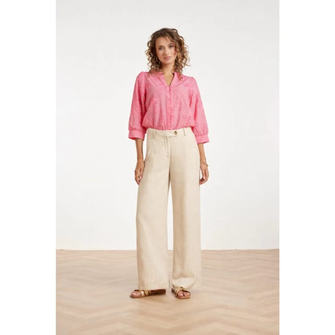 Smashed Lemon Linnen wide leg pantalon |