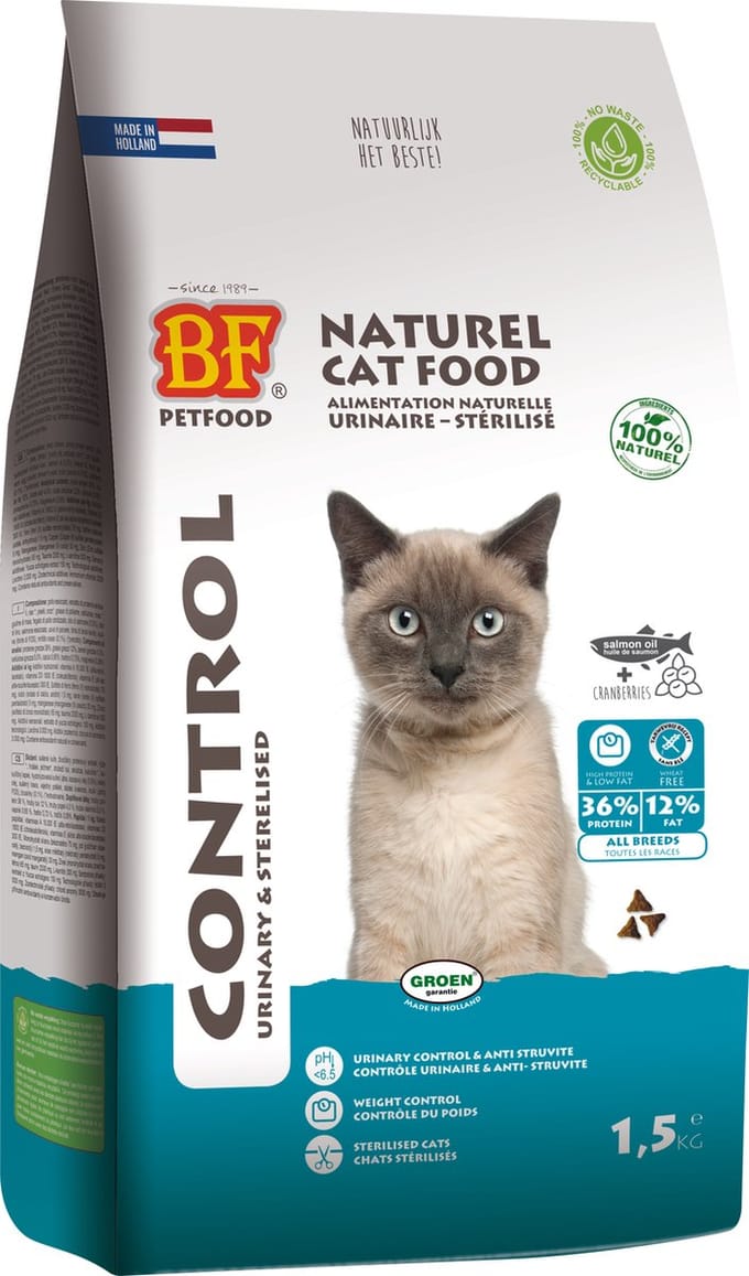 Bf Ncf Control Urinary&Sterilised - Kattenvoer - Kip Zalm Kippenlever 1.5 kg