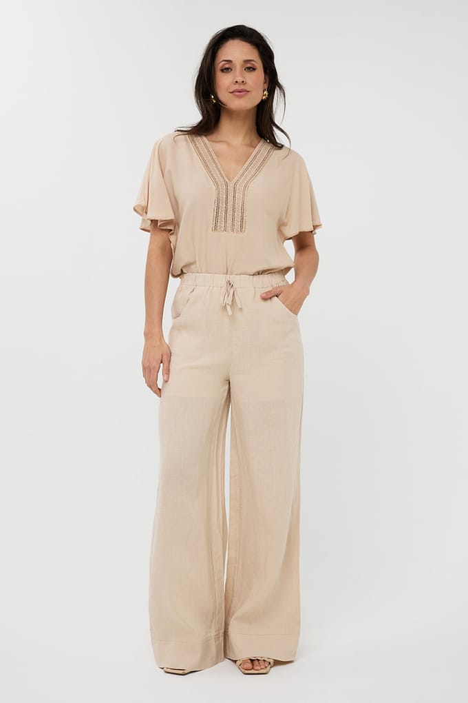 EsQualo Blouse Embellished Sand Größe: 36 | Blusen Outlet | Damen | Braun