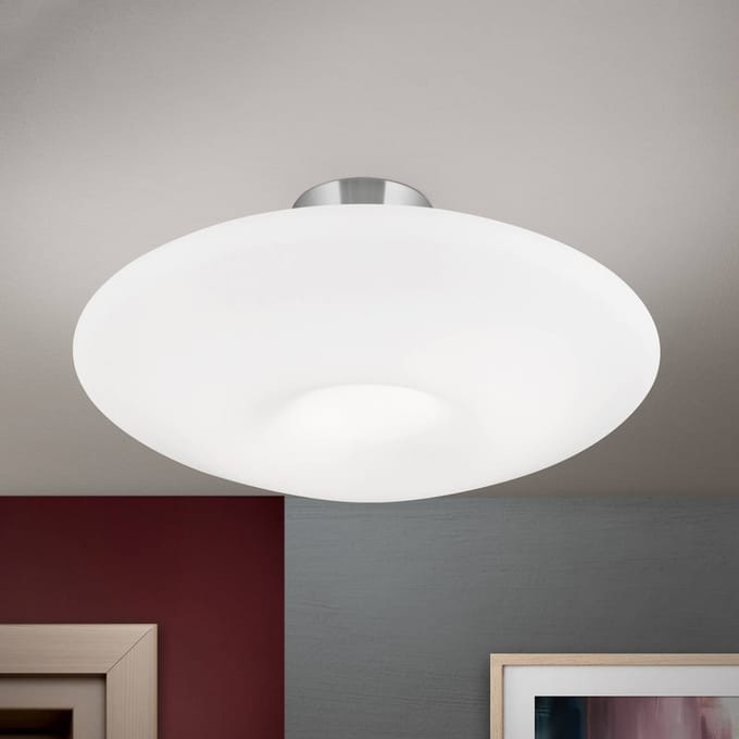 ORION Blanc plafondlamp, opaal glas, mat nikkel
