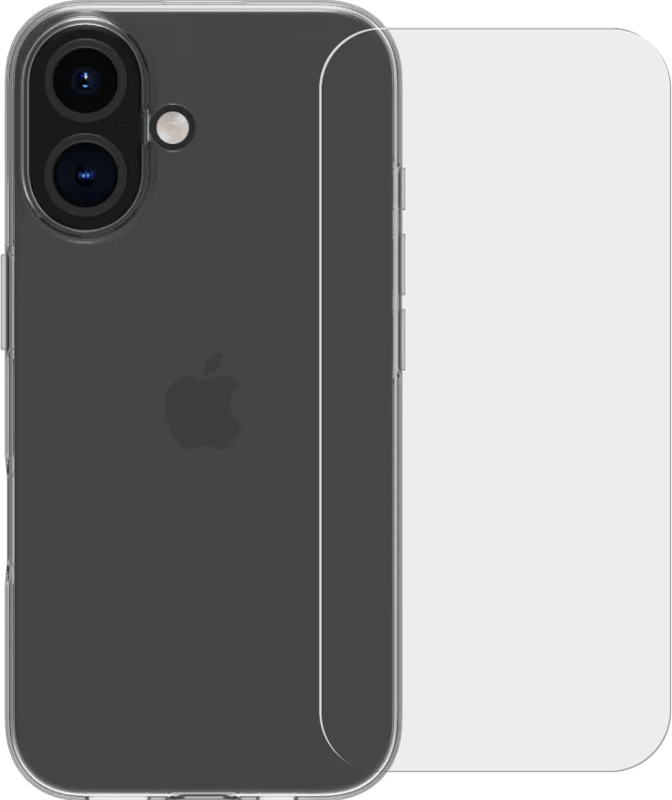 BlueBuilt Back Cover iPhone 16 Transparant + Screenprotector Glas