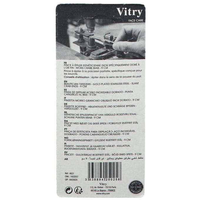 Vitry Prestige Epileerpincet Krab Verguld 4021 1 Pincet