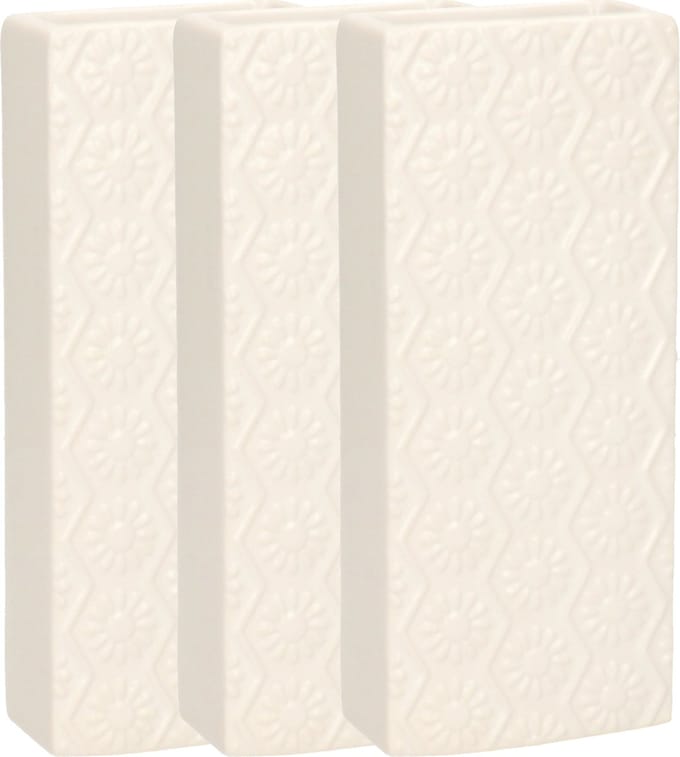 Gerimport Waterverdamper - 3x - creme wit - keramiek - 400 ml - radiatorbak luchtbevochtiger - 7,4 x 17,7 cm