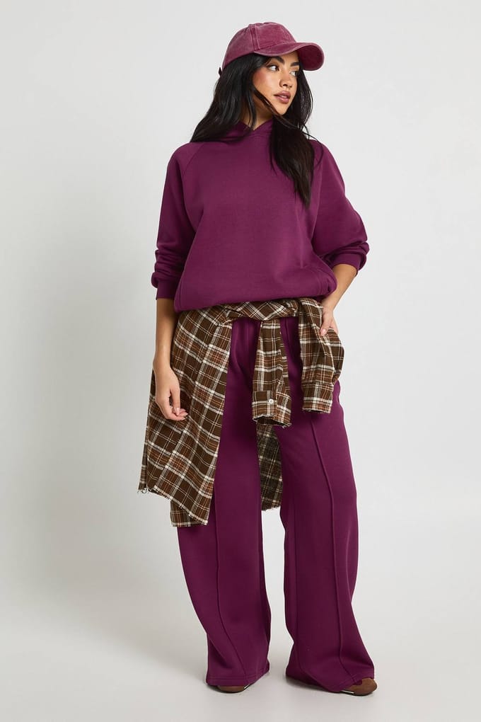 boohoo Dames Raglan Naad Oversized Hoodie | Dark Cherry | Maat: Small