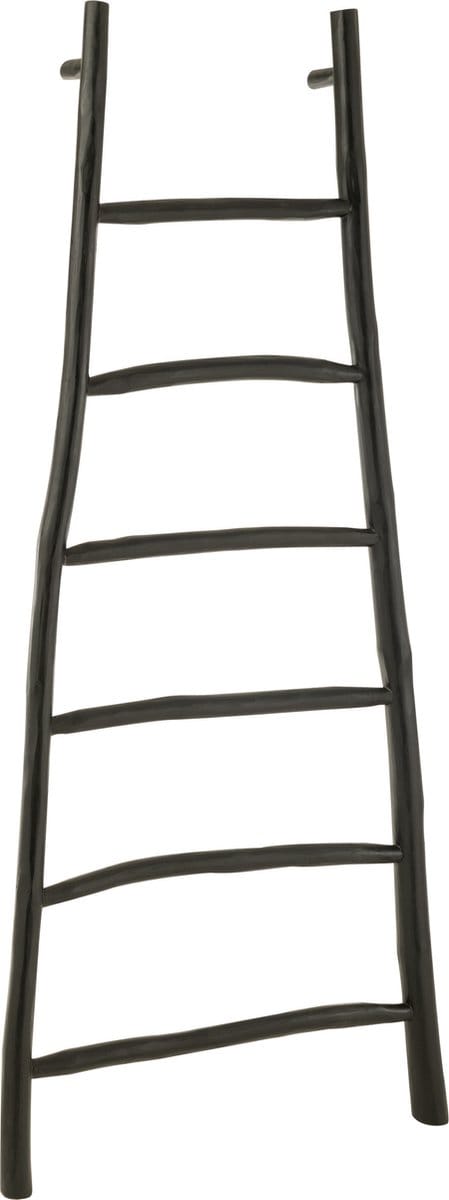 J-Line decoratie Ladder 6 Stappen Teak - hout - zwart