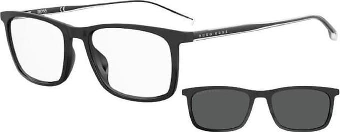 Hugo Boss Zonnebril Boss 1150/cs Clip-on Heren Rechthoekig Zwart