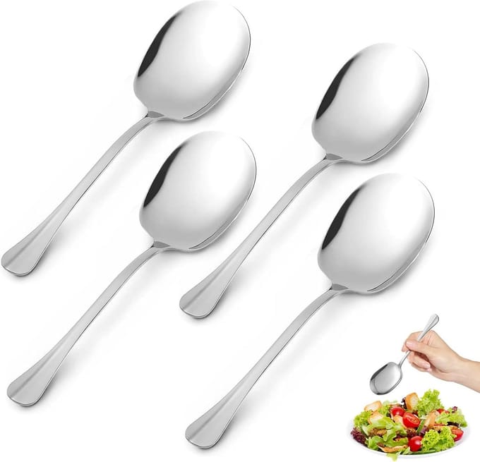 Set van 4 RVS Opscheplepels - Grote Serveerlepels 25 cm voor Buffet en Maaltijden