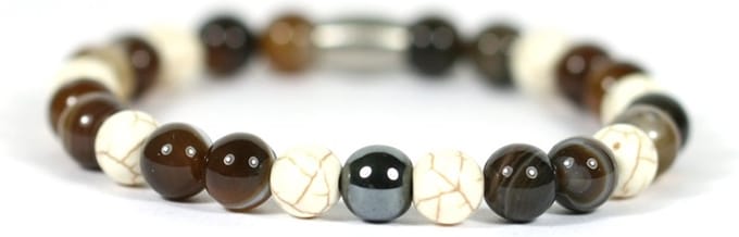 Heren armband howliet / coffee agate - Ibizamen - 19cm