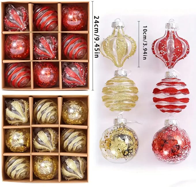 Bovista Kerstballen - Kerstversiering - Plastic - Kerstballenset - Rood - 9 stuks