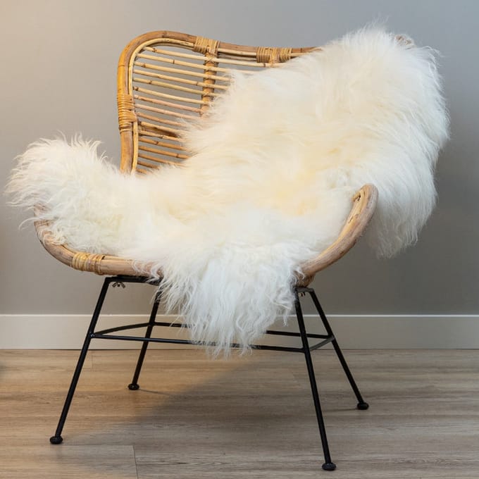 WOOOL Schapenvacht - IJslands Wit M (100x55cm) 100% Echte Schapenvachten - ECO+ Dierenvel