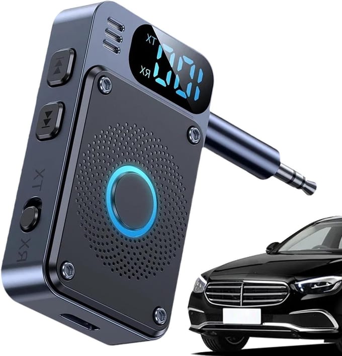 Draadloze Audio Zender - Auto Adapter - Muziek Streamen - Digitaal Display - 15 Meter Bereik - Zwart