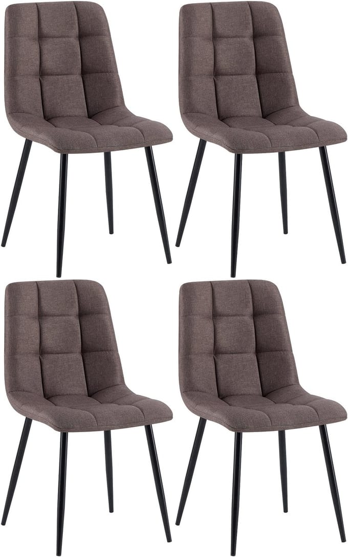 CLP Set van 4 Eetkamerstoelen Tilde - Gestoffeerd - Metalen Onderstel - belastbaar tot 150 kg Stof/bruin