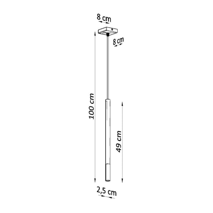 Hanglamp MOZAICA 1 met cilindrische kap en metalen accent - Sollux Lighting - IP20 - Zwart/koper staal behuizing - 8 x 8 x 100 cm - 1 x G9 LED, exclusief lichtbron - Max. 8 W - Moderne hanglamp voor slaapkamer, woonkamer en bureau