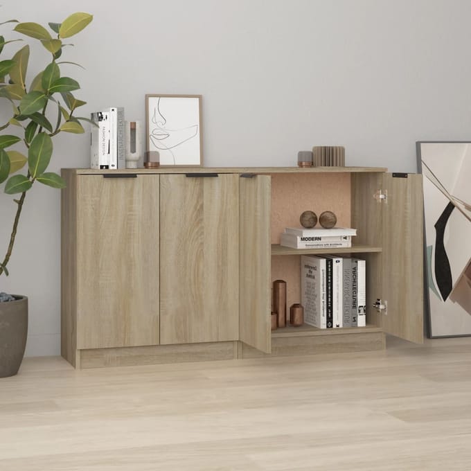 vidaXL - Dressoirs - 2 - st - 60x30x70 - cm - bewerkt - hout - sonoma - eikenkleurig