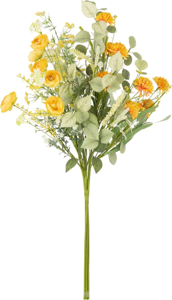 J-Line boeket Bloemen Mix - kunststof - geel