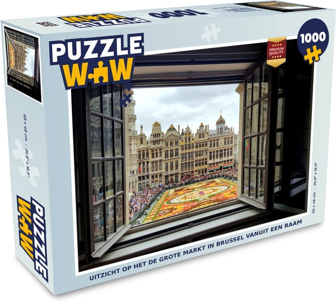 Puzzel Raam - Grote markt - Brussel - Legpuzzel - Puzzel 1000 stukjes volwassenen