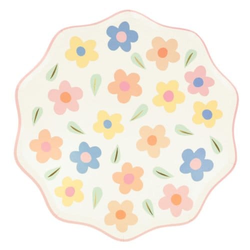 Meri meri - bordjes papier groot à 8 stuks, happy flowers