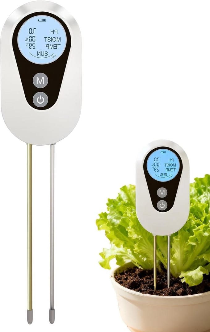 Grondmeter - Bodem Analyse Tool - Planten Gezondheid - 4-In-1 Multifunctioneel - 311 cm Lengte - Grijs