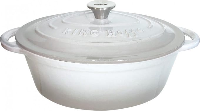 Kinghoff 1613 - gietijzeren braadpan - ovaal - 33cm - 6,2L - Grijs - emaille