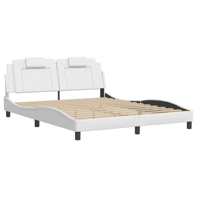 vidaXL - Bedframe - "Viana" - met - LED - zonder - matras - wit - 160x200 - cm