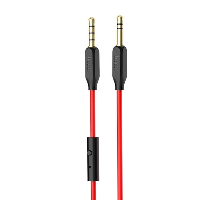HOCO UPA12 - AUX Audiokabel - 3,5mm naar 3,5mm Jack - Microfoon -  1 meter - Rood