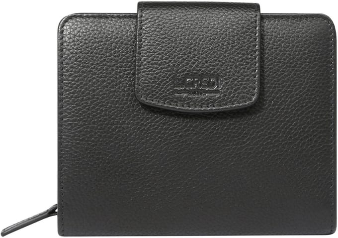 L.CREDI Leren portemonnee Clara Flap Wallet Black zwart